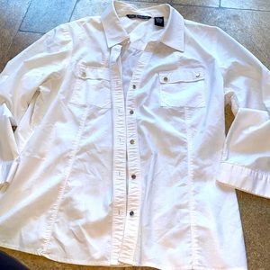 Casual button down white blouse. XL